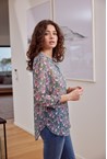 FLORENCE PLEAT BLOUSE - ink flora